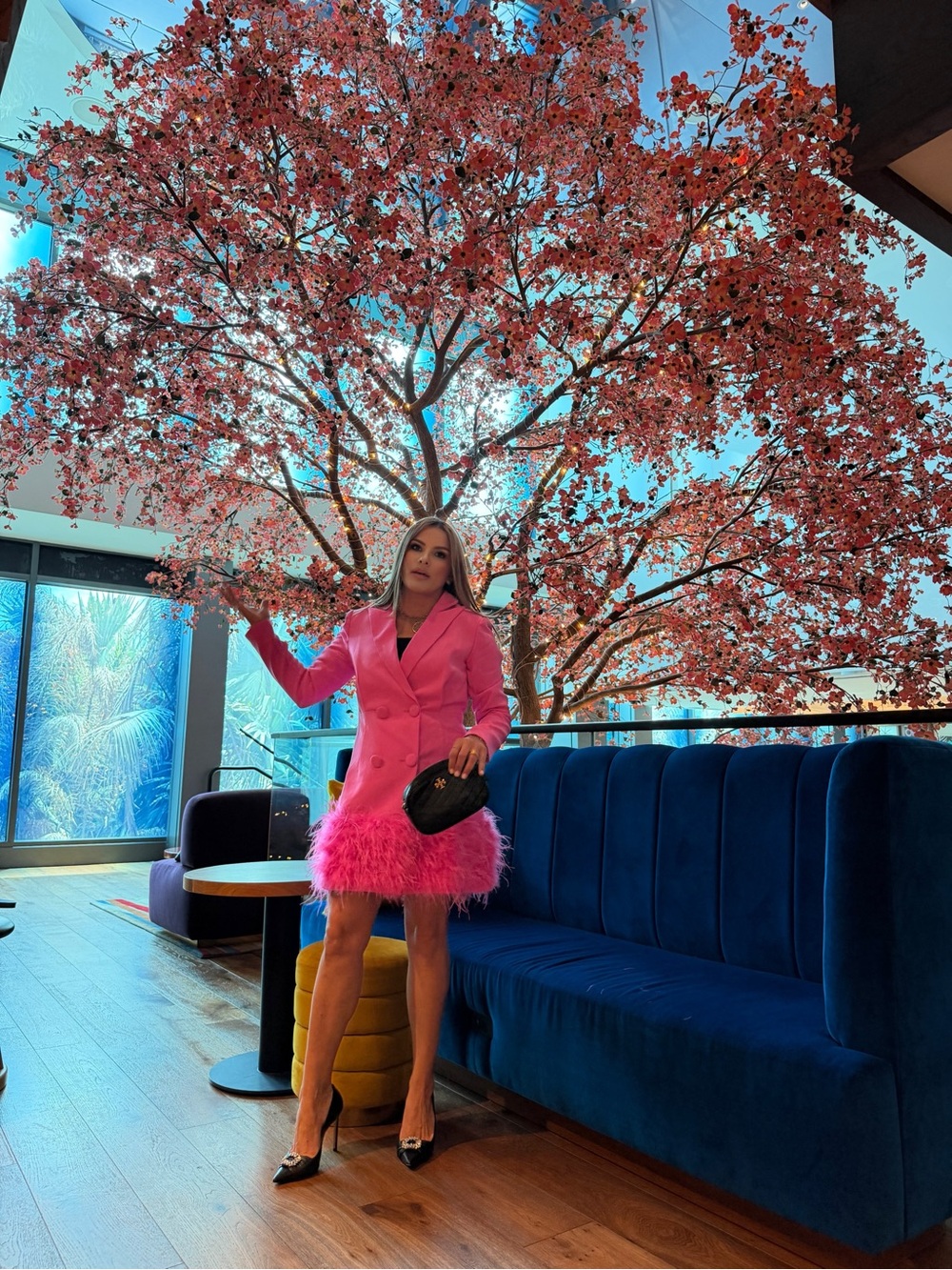 Fashion Nova Hot Pink Feather Hem Blazer - Picture 12 of 15